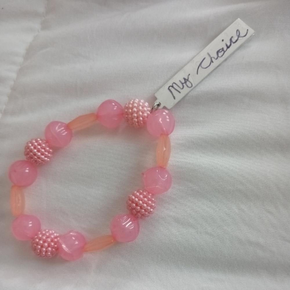 hand crafted My body my choice pink pastel beaded bracelet statement bracelet